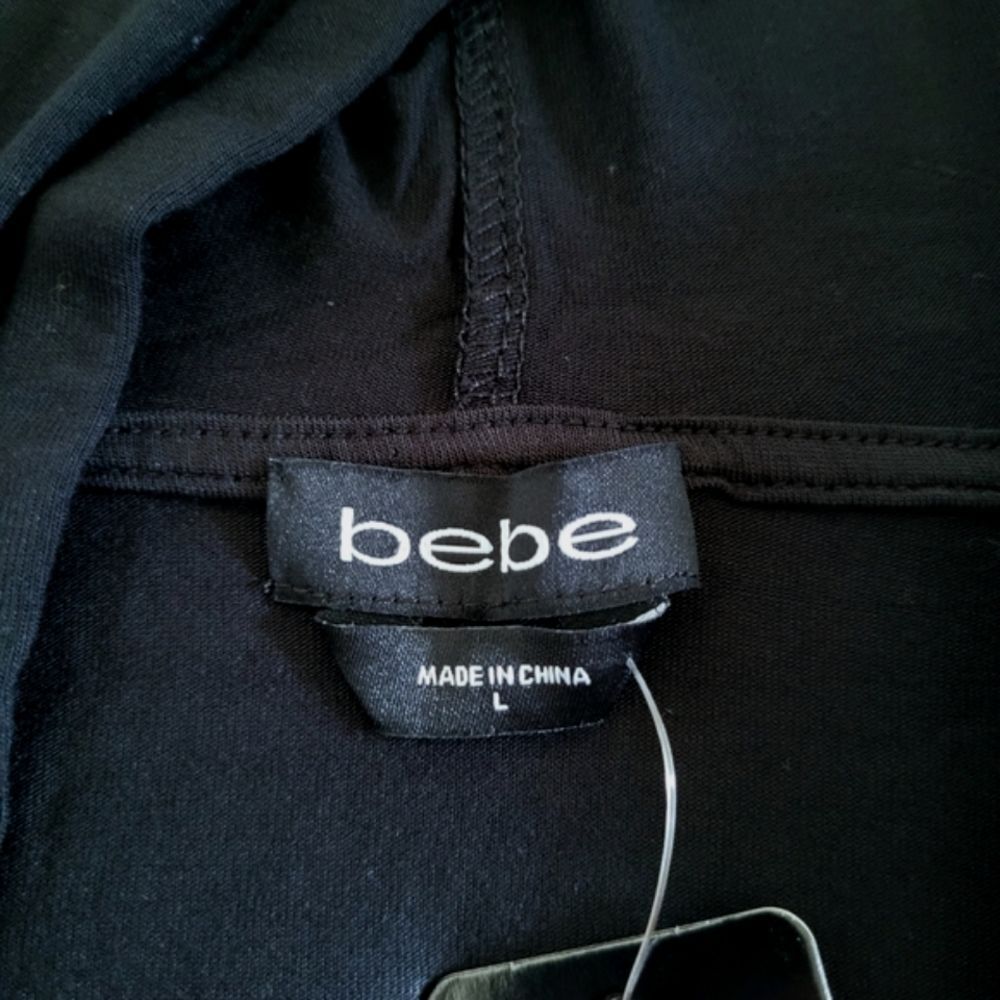 bebe Black🖤 Mini Logo Tape Lightweight Hoodie - NWT - Picture 4 of 16